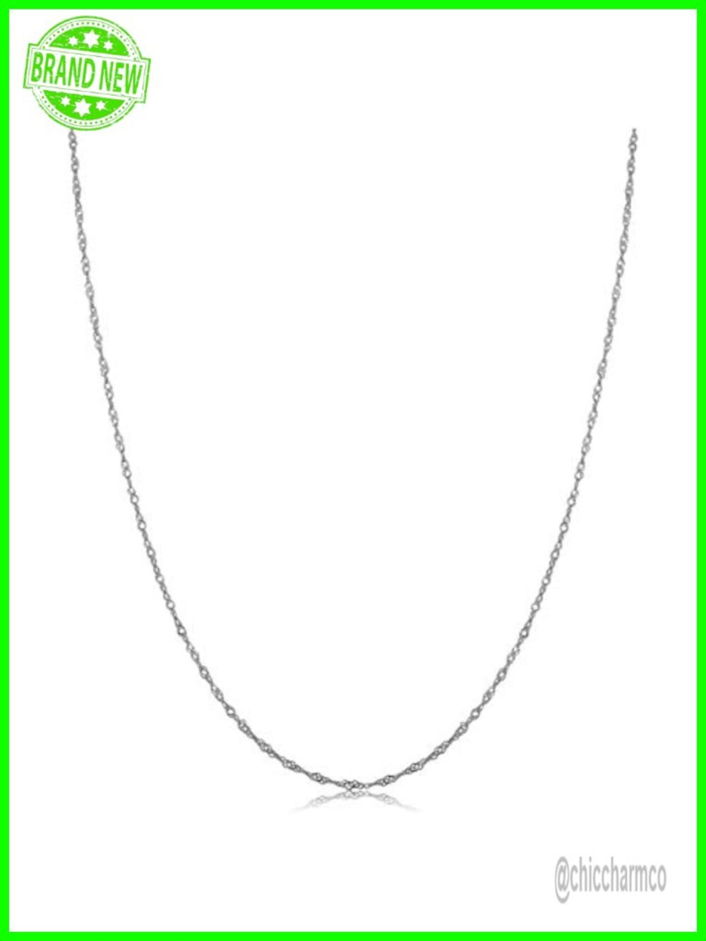 Solid 10K White Gold Singapore Chain Necklace Women